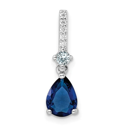 Sterling Silver Blue Glass & CZ Pendant