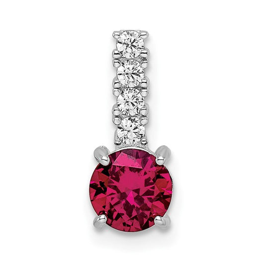 Sterling Silver Lab-Created Ruby & CZ Pendant