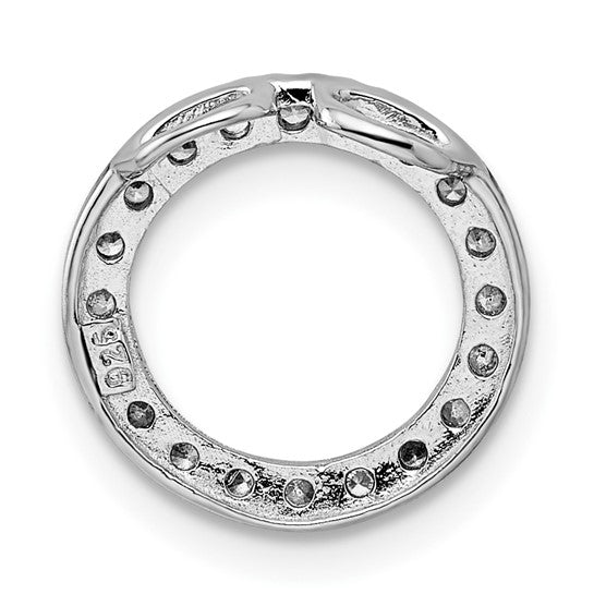 Sterling Silver Rhodium-Plated CZ Circle Pendant