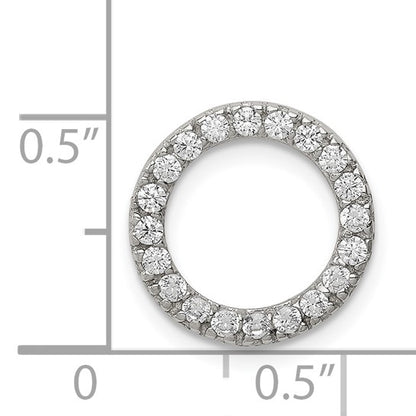 Sterling Silver Rhodium-Plated CZ Circle Pendant