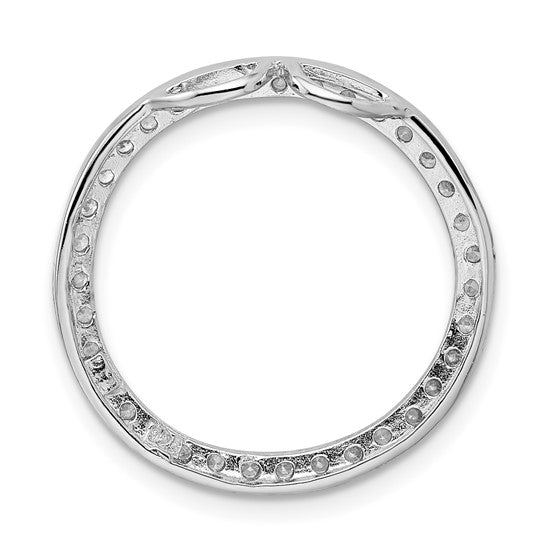 Sterling Silver Rhodium-Plated CZ Circle Pendant