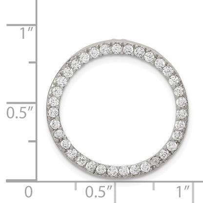 Sterling Silver Rhodium-Plated CZ Circle Pendant