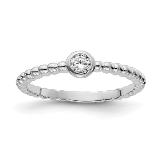 Sterling Silver Solitaire CZ Stone Ring