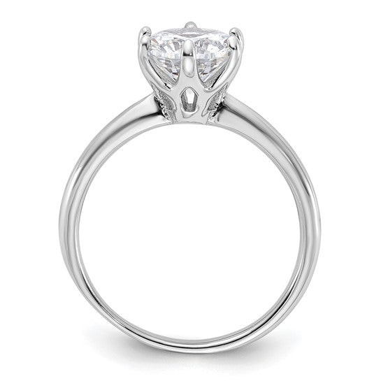 Sterling Silver Solitaire 9mm Round-Cut 6 Prong CZ Ring