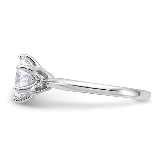 Sterling Silver Solitaire 9mm Round-Cut 6 Prong CZ Ring