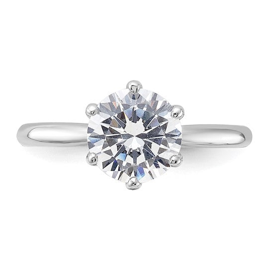 Sterling Silver Solitaire 9mm Round-Cut 6 Prong CZ Ring