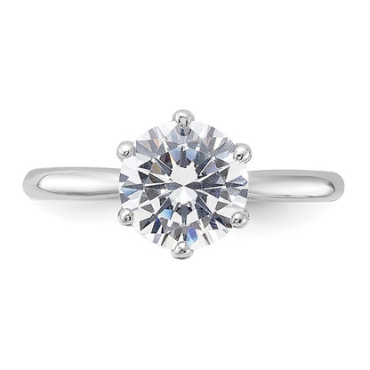 Sterling Silver Solitaire 9mm Round-Cut 6 Prong CZ Ring