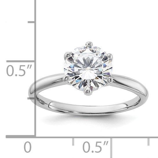 Sterling Silver Solitaire 9mm Round-Cut 6 Prong CZ Ring