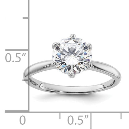 Sterling Silver Solitaire 9mm Round-Cut 6 Prong CZ Ring