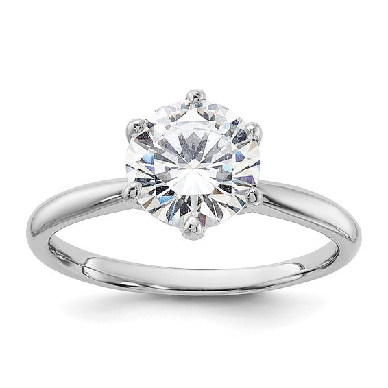 Sterling Silver Solitaire 9mm Round-Cut 6 Prong CZ Ring