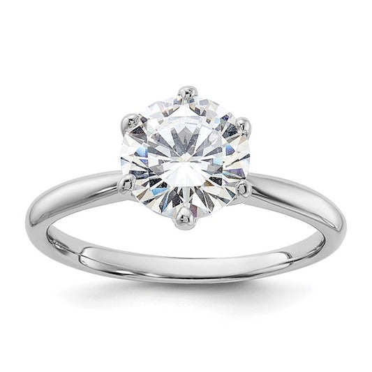 Sterling Silver Solitaire 9mm Round-Cut 6 Prong CZ Ring