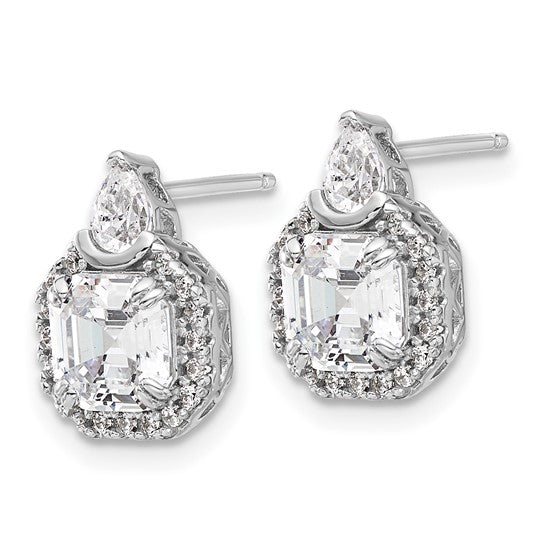 Sterling Silver CZ Teardrop Post Earrings