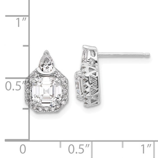 Sterling Silver CZ Teardrop Post Earrings