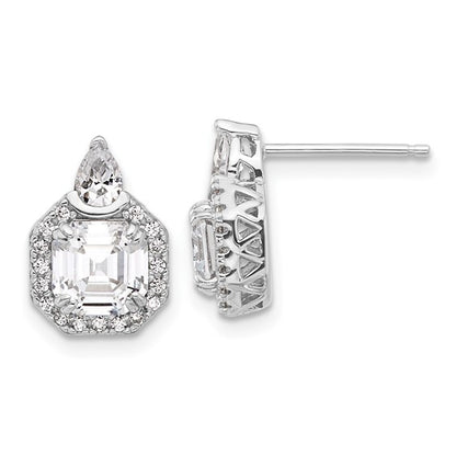 Sterling Silver CZ Teardrop Post Earrings