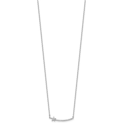 Sterling Silver CZ Star Bar Necklace