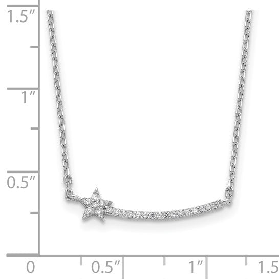 Sterling Silver CZ Star Bar Necklace