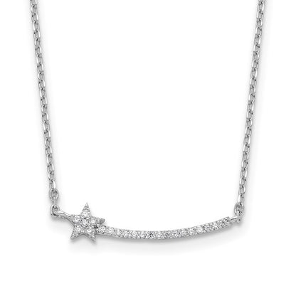 Sterling Silver CZ Star Bar Necklace