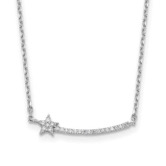 Sterling Silver CZ Star Bar Necklace