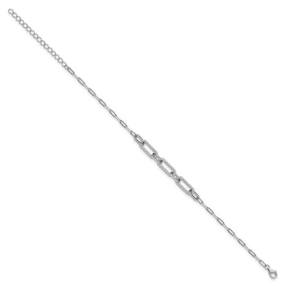 Sterling Silver CZ Paperclip Link Bracelet