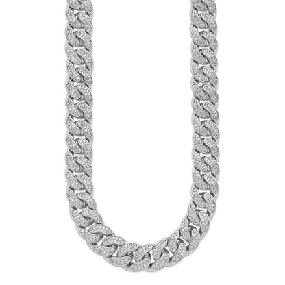 Sterling Silver CZ Stones Cuban Link Necklace