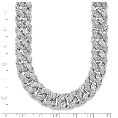 Sterling Silver CZ Stones Cuban Link Necklace