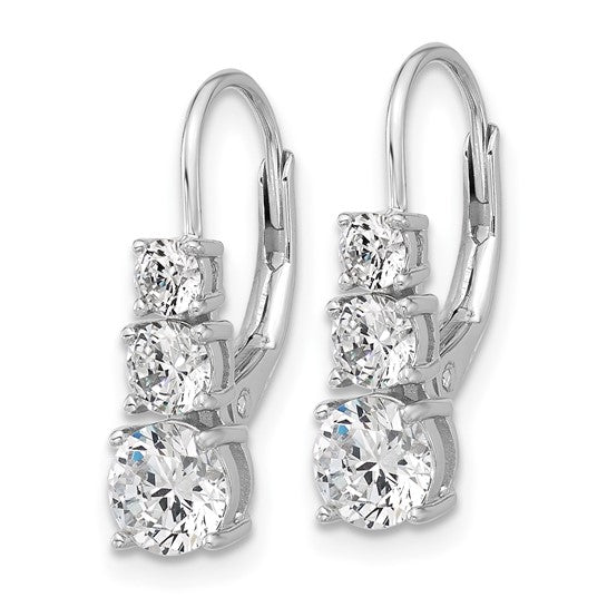 Sterling Silver 6-Stone Lever-Back Earrings