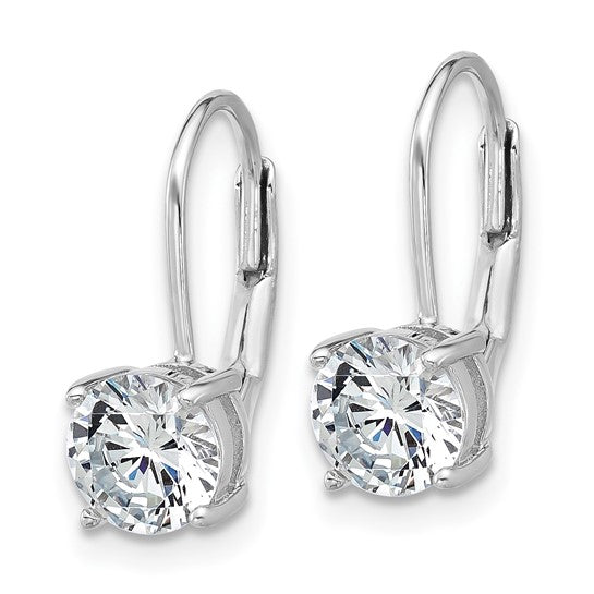 Sterling Silver 2-Stone CZ Lever-Back Earrings