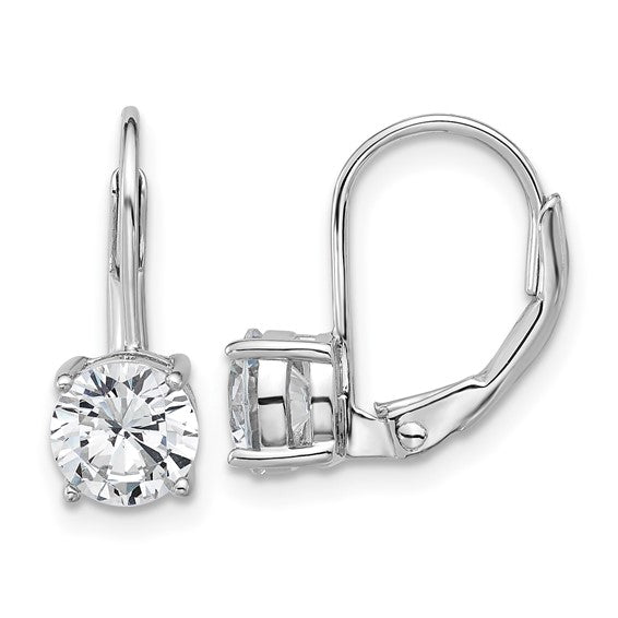 Sterling Silver 2-Stone CZ Lever-Back Earrings