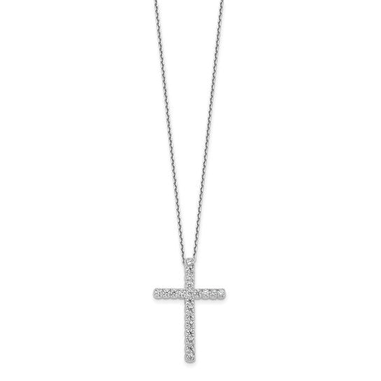 Sterling Silver CZ Cross Necklace