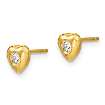 Sterling Silver & Gold-Plated CZ Heart Necklace & Post Earring Set