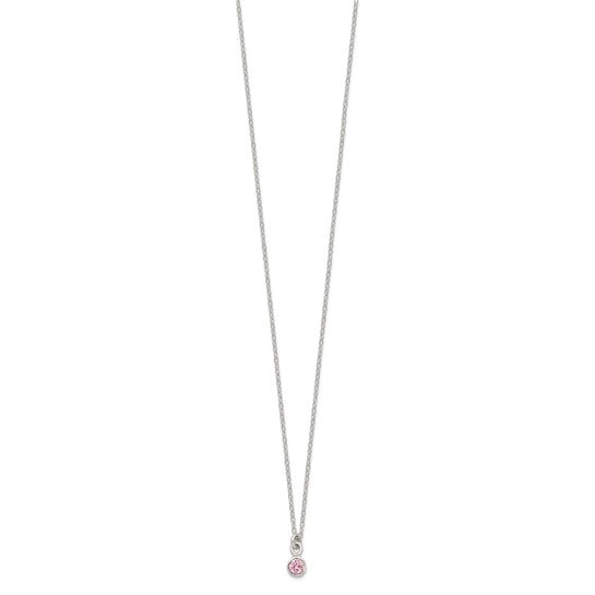 Sterling Silver Pink Bezel-Set Necklace & Post Earring Set