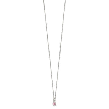 Sterling Silver Pink Bezel-Set Necklace & Post Earring Set