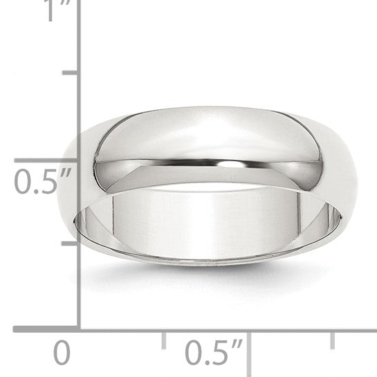 Sterling Silver 6.00 mm Half Round Wedding Bands