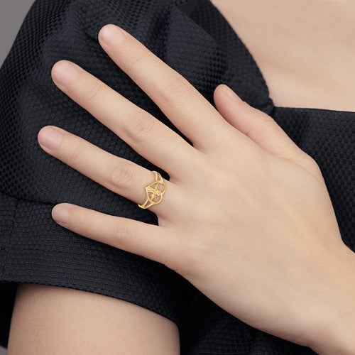 14k Heart Cross Ring