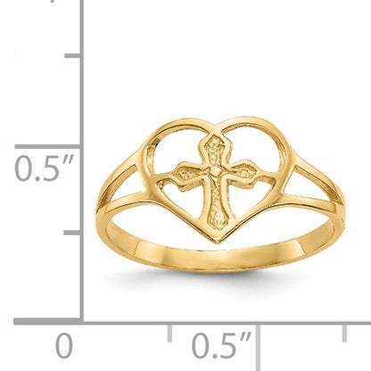 14k Heart Cross Ring