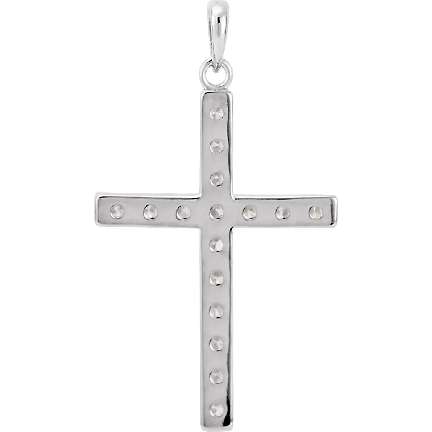 14k White Gold 1 ct. Natural Diamond Cross Pendant