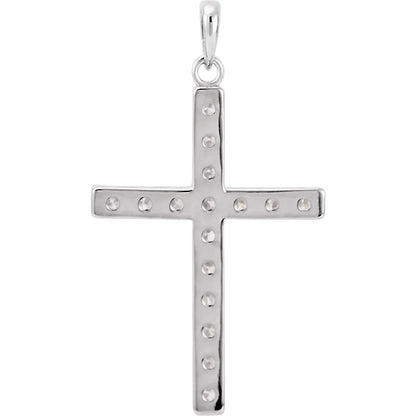 14k White Gold 1 ct. Natural Diamond Cross Pendant