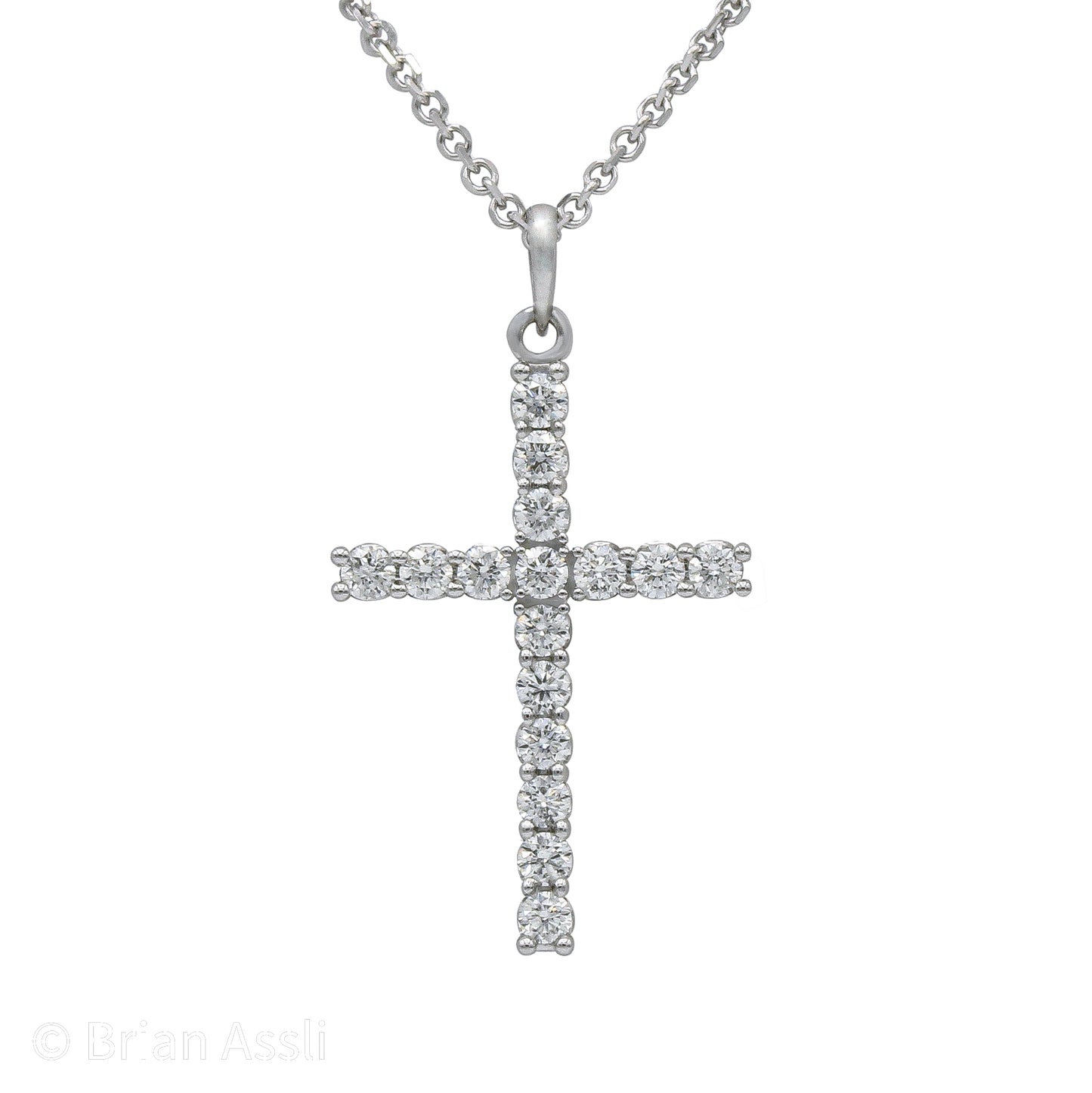 14k White Gold 0.75 ct. Natural Diamond Cross Pendant