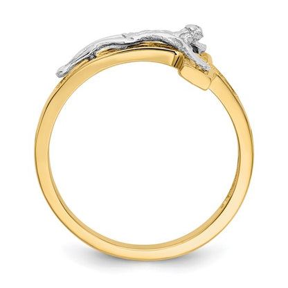 14k Two-Tone Crucifix Ring