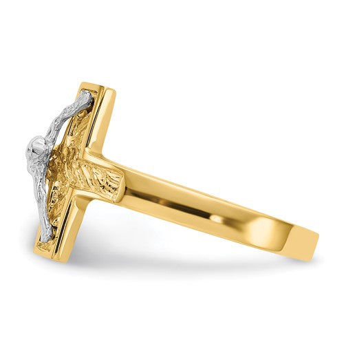 14k Two-Tone Crucifix Ring