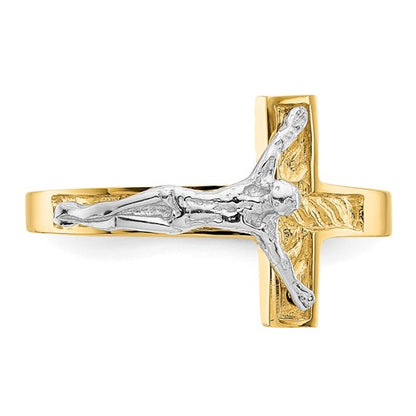 14k Two-Tone Crucifix Ring