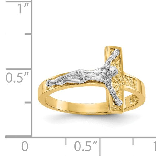 14k Two-Tone Crucifix Ring