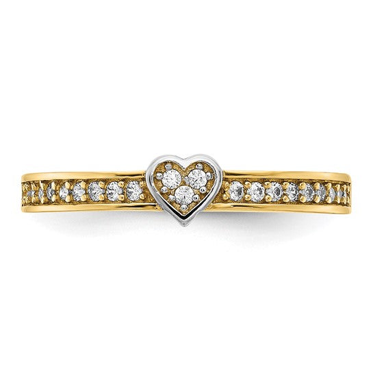 14k CZ Heart Ring