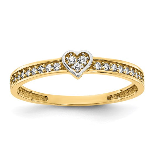 14k CZ Heart Ring