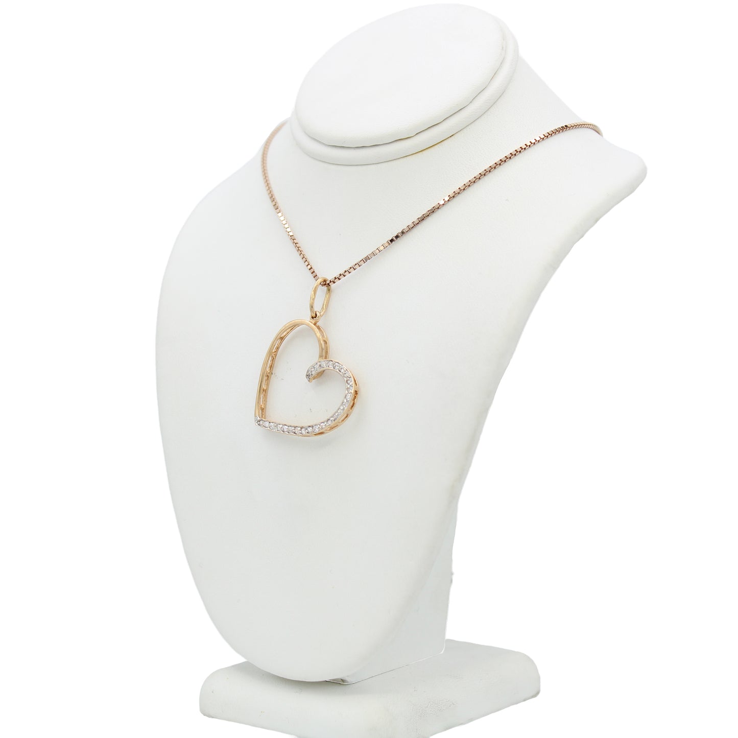 14k Rose Gold Diamond Open Heart Pendant