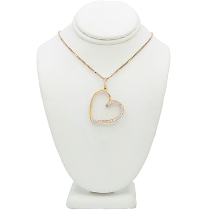 14k Rose Gold Diamond Open Heart Pendant