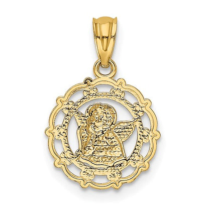 14k Two-Tone Framed Angel Charm