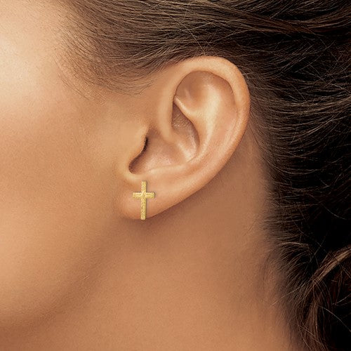 14k Cross Earrings