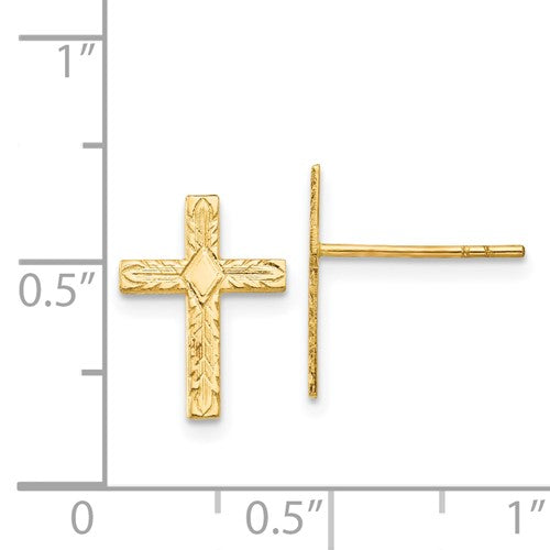 14k Cross Earrings