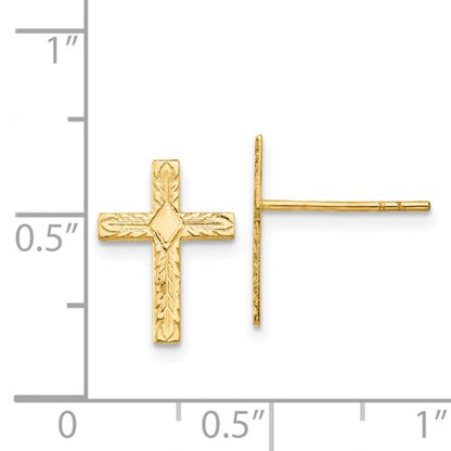 14k Cross Earrings